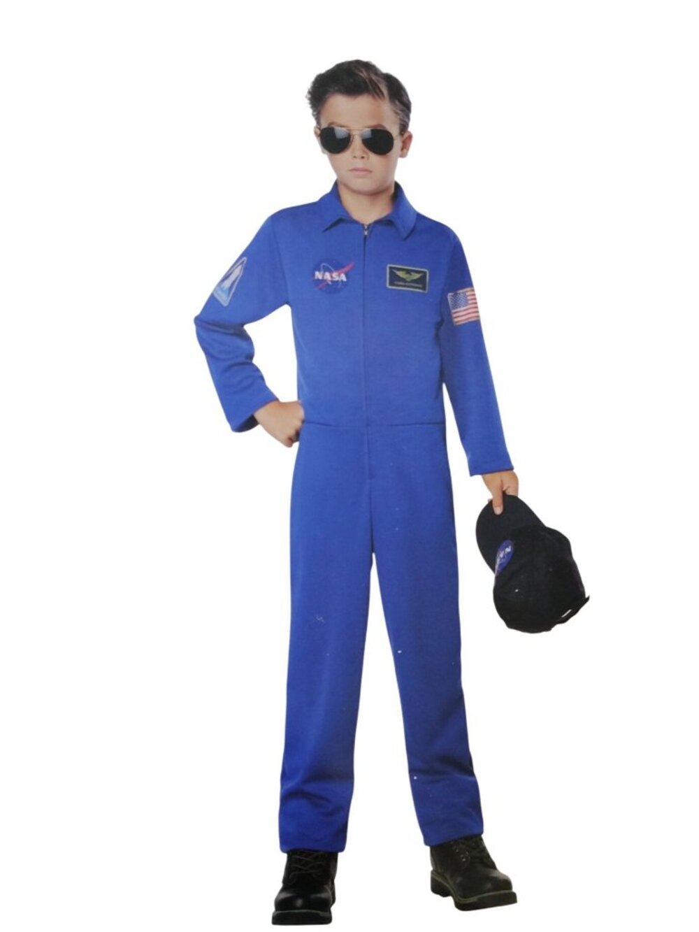 NASA Astronaut Jumpsuit Costume Boys Small 6 7 Flight Suit Cap Hat Halloween NWT